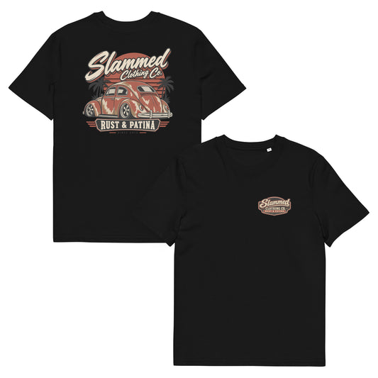 Rust & Patina Series Backside Bug Chest Logo Organic Cotton T-Shirt – T-shirt by Slammed Clothing Co. – view 1